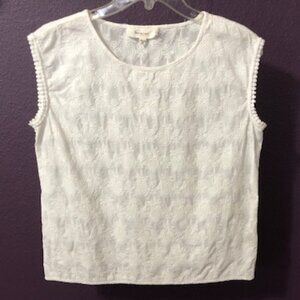 White Sleeveless Embroidered Top - size X-Small
